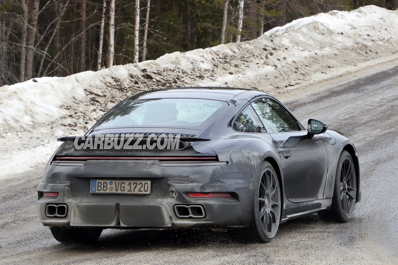 photo of Porsche 911 Turbo Prototype Caught With New Exhaust Pipe And Rear-End Design image
