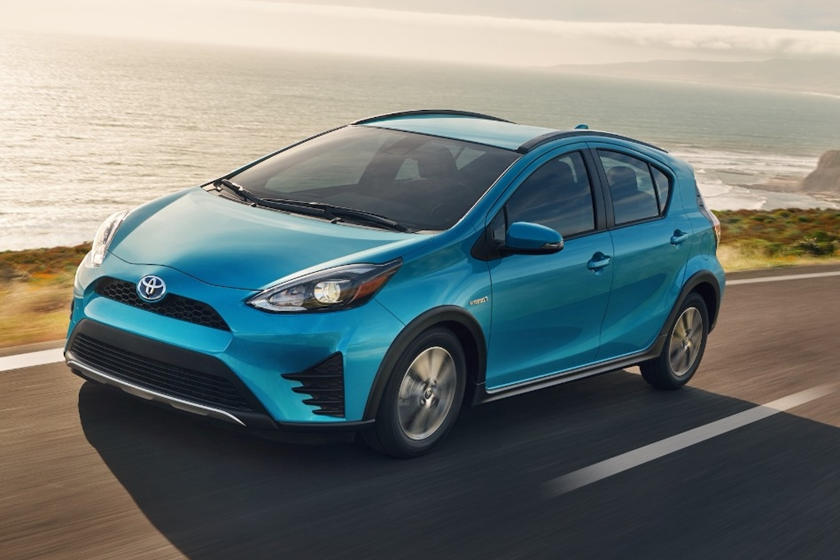 2019 Toyota Prius c Three Quarter Front Left Side View In Motion