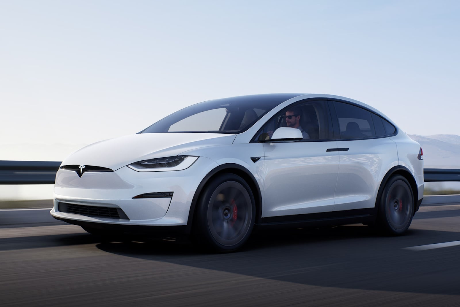 2023 Tesla Model X Driving Front Angle