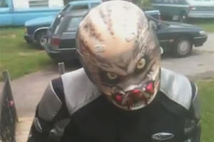 Predator Face Helmet is an Awesome Way to Freak People Out While Riding