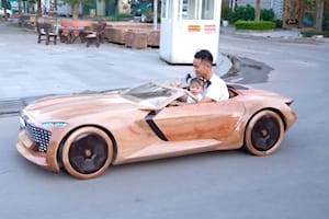 Man Spends Two Months Sculpting Audi Grandsphere-Inspired Wooden Car For His Daughter
