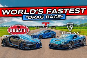 DRAG RACE: Rimac Nevera VS Bugatti Chiron Super Sport VS Tesla Model S Plaid