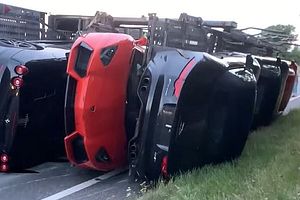 Transporter Carrying Nine Supercars Meets Disastrous End In England