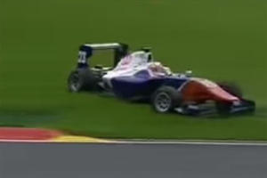 GP3 Race Car Goes Airborne, Flips Upside Down and Catches Fire