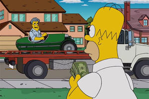 Watch Jay Leno Buy A Morgan 3-Wheeler From Homer Simpson