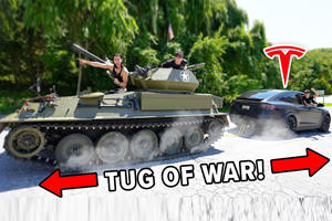 Tug Of War: Tesla Model X Vs. Military Tank