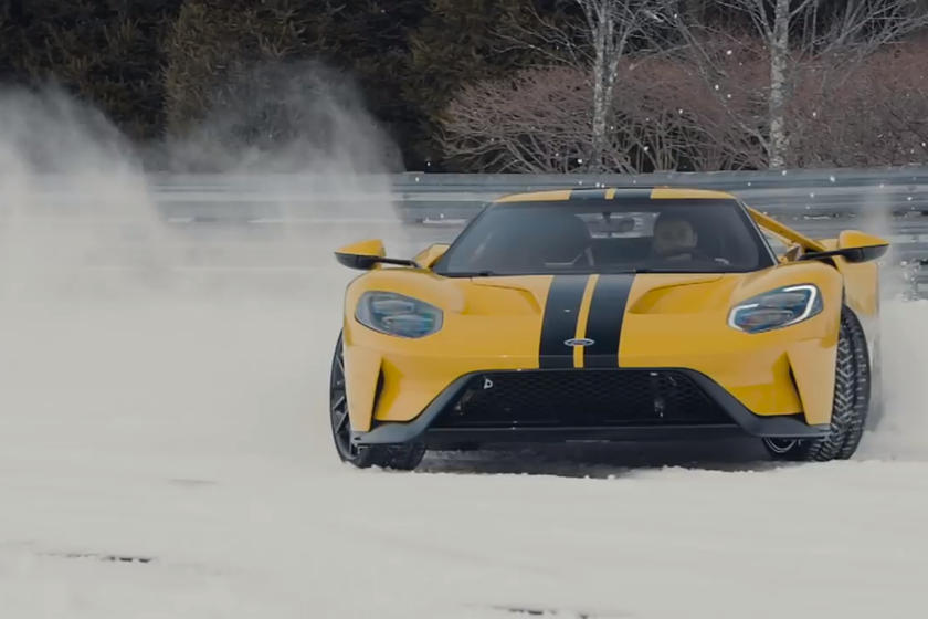 14 Year Old Drifts 2018 Ford Gt On Snow Covered Racetrack