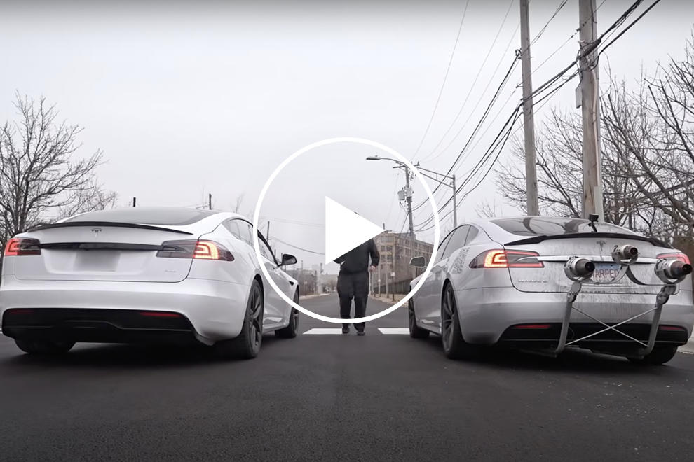 Watch This Jet-Powered Tesla Destroy A Plaid Model S